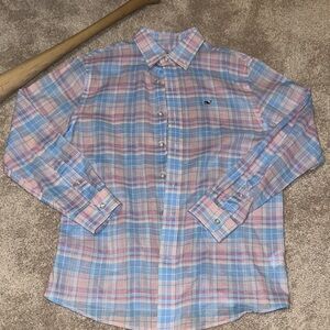 Vineyard Vines Blue and Pink Plaid Button Down Shirt